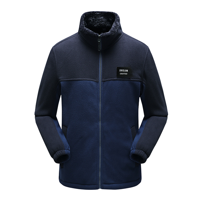 thicker men polar fleece jacket patchwork outdoor hiking insulated jacket