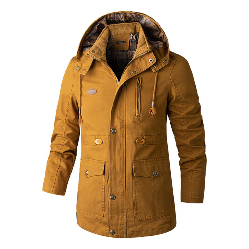 full cotton mens tactical parka jacket autumn hooded outdoor cargo jacket