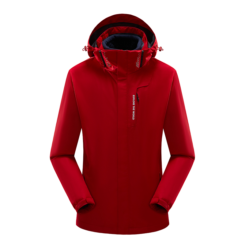 couple outdoor coat detachable hood water repellent mountain jacket lined with polar fleece warm insulated jacket