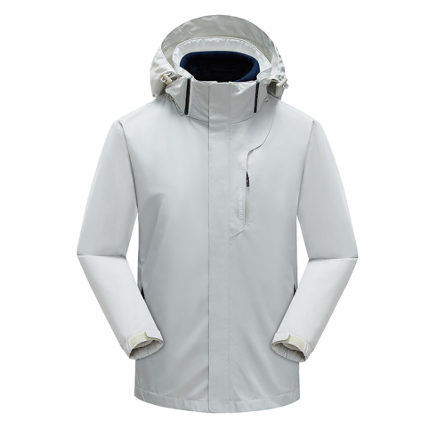 solid color mens outdoor 2 in 1 technical jacket lined with polar fleece jacket inside