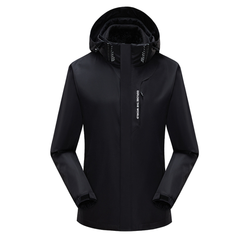couple outdoor coat detachable hood water repellent mountain jacket lined with polar fleece warm insulated jacket