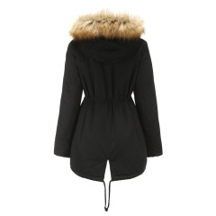100% cotton women faux fur lined parka puffer jacket middle lenght winter thick outdoor coat