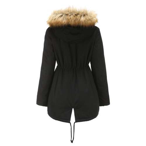 100% cotton women faux fur lined parka puffer jacket middle lenght winter thick outdoor coat