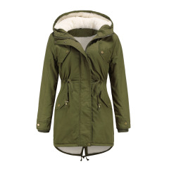 middle length fur lining women parka jacket winter outdoor warm coat