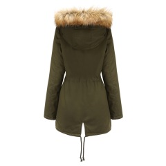 100% cotton women faux fur lined parka puffer jacket middle lenght winter thick outdoor coat