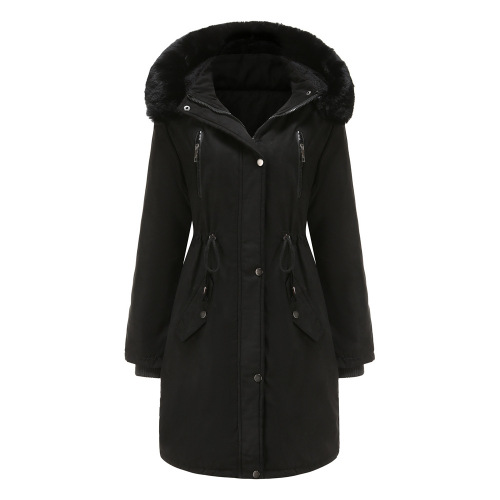 suede long length winter women parka coat lined with faux fur hooded parka jacket