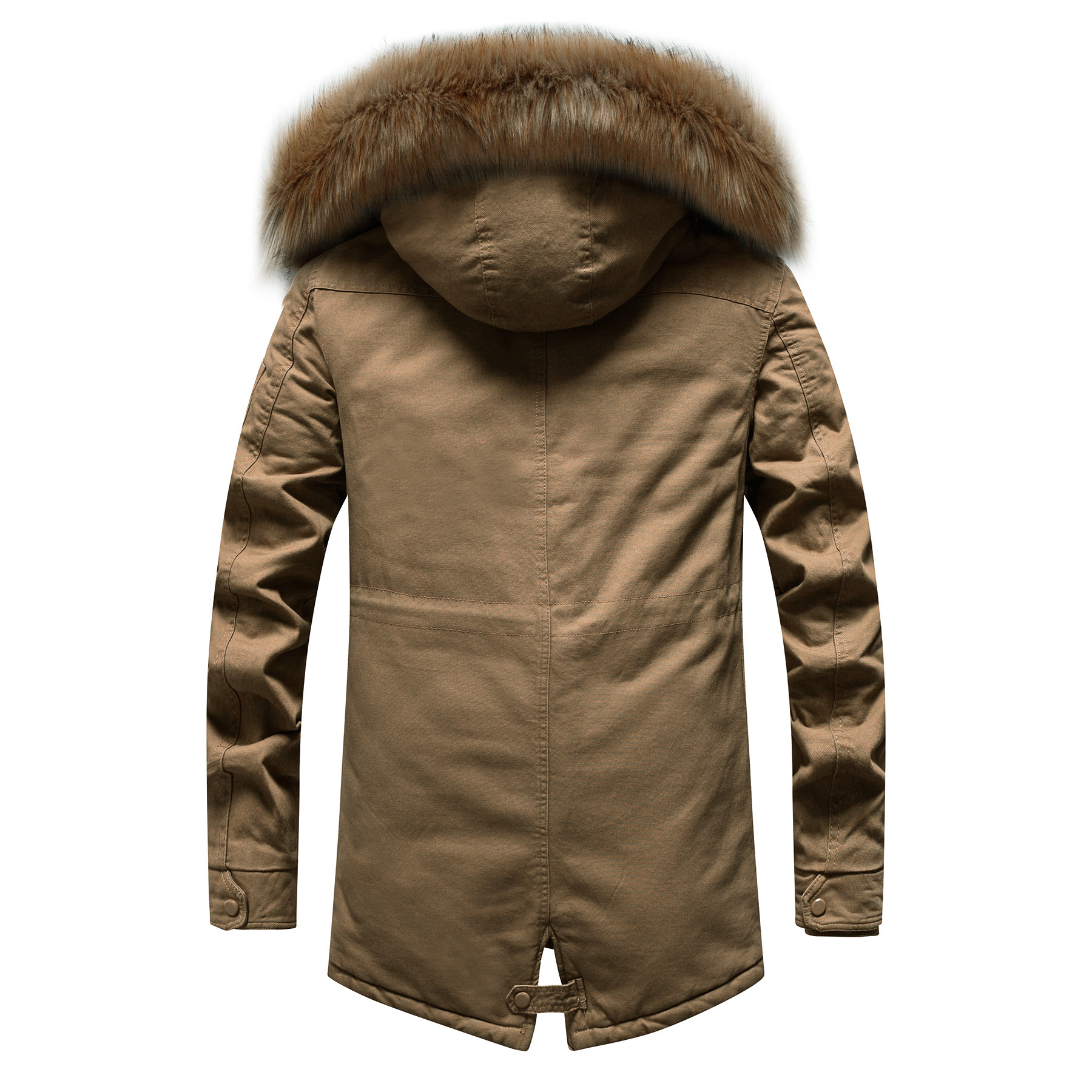 cotton quilted lined men parka jacket zipper pocket faux fur winter parka coat