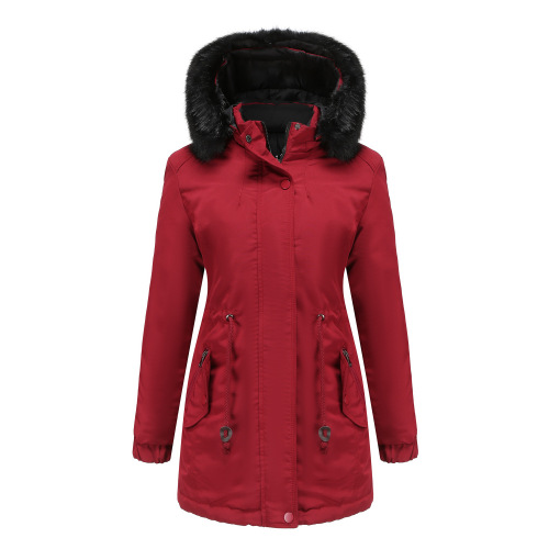 reversiable cotton quilted parka puffer jacket faux fur hooded longling winter parka coat