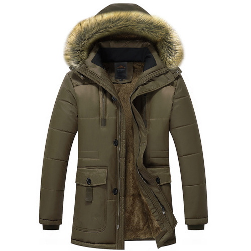 big pocket fur lining trimed hooded mens parka puffer jacket winter outerwear