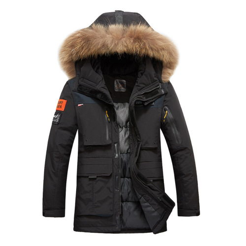 oem faux fur hooded mens parka coat false down cotton padded puffer jacket