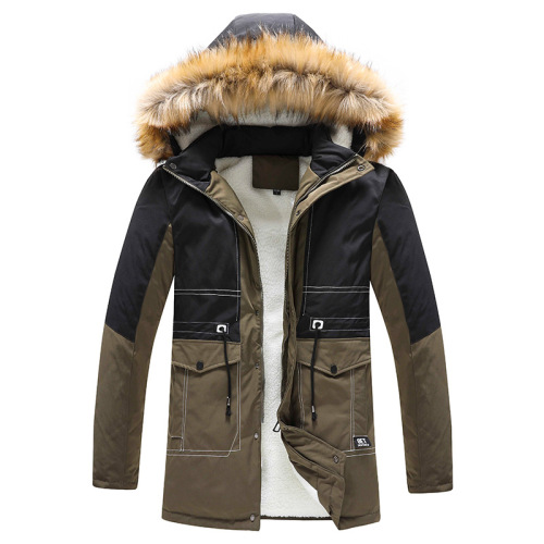 patchwork sherpa lining parka coat faux fur trimed hooded longline winter jacket