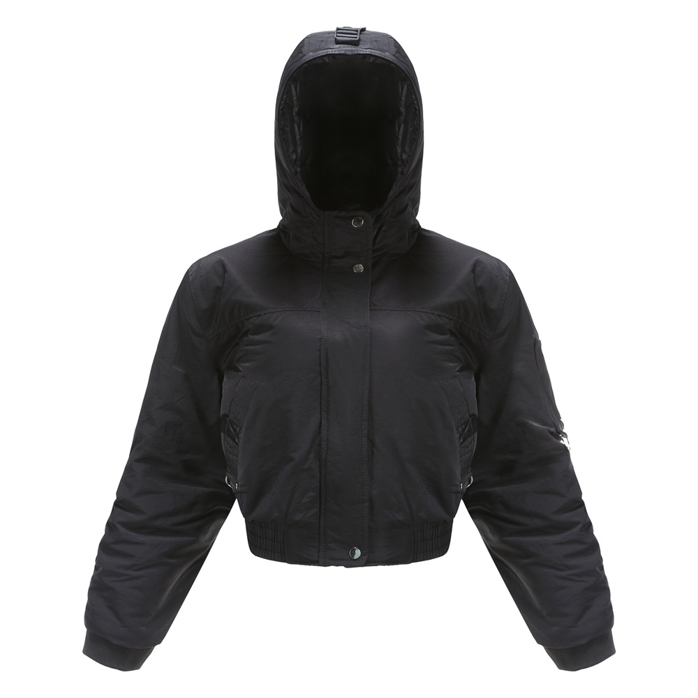 fashion cropped women bubble coat hooded cotton padded puffer jacket