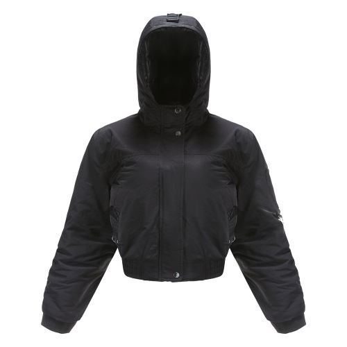 fashion cropped women bubble coat hooded cotton padded puffer jacket