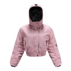pure color women cropped bubble coat cotton padded winter puffer jacket