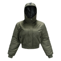 fashion cropped women bubble coat hooded cotton padded puffer jacket