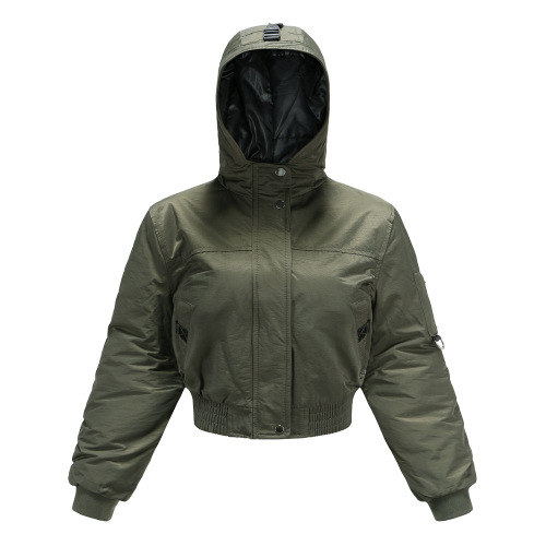 fashion cropped women bubble coat hooded cotton padded puffer jacket