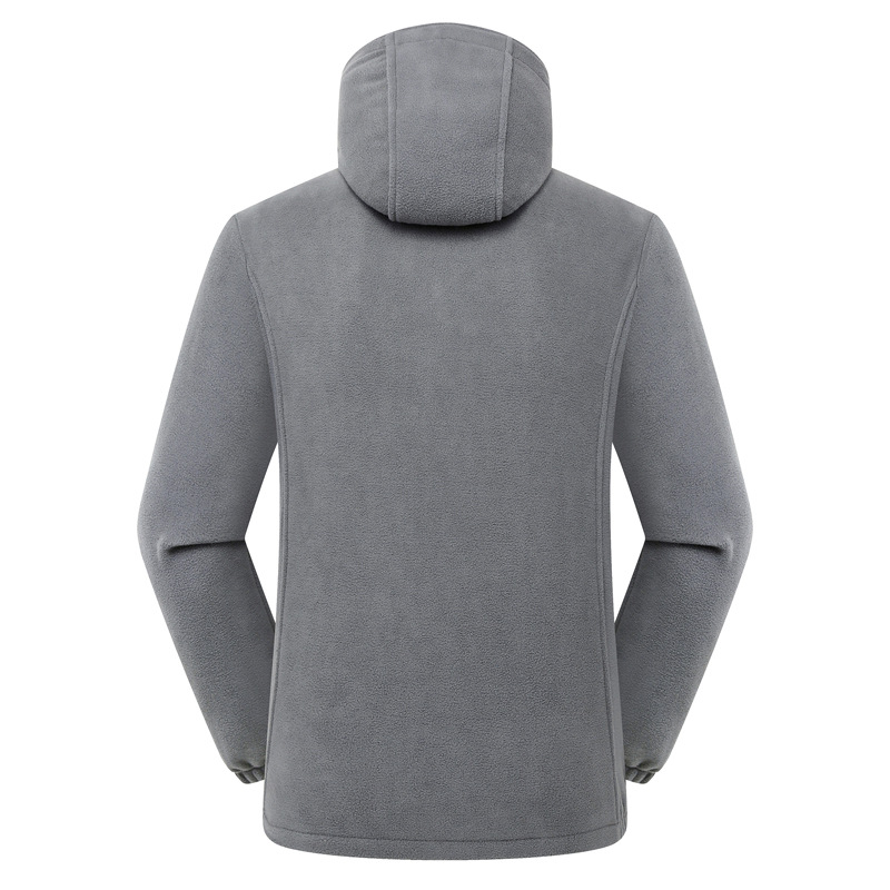 autumn winter hooded microfiber polar fleece jacket outdoor insulated warm fleece coat