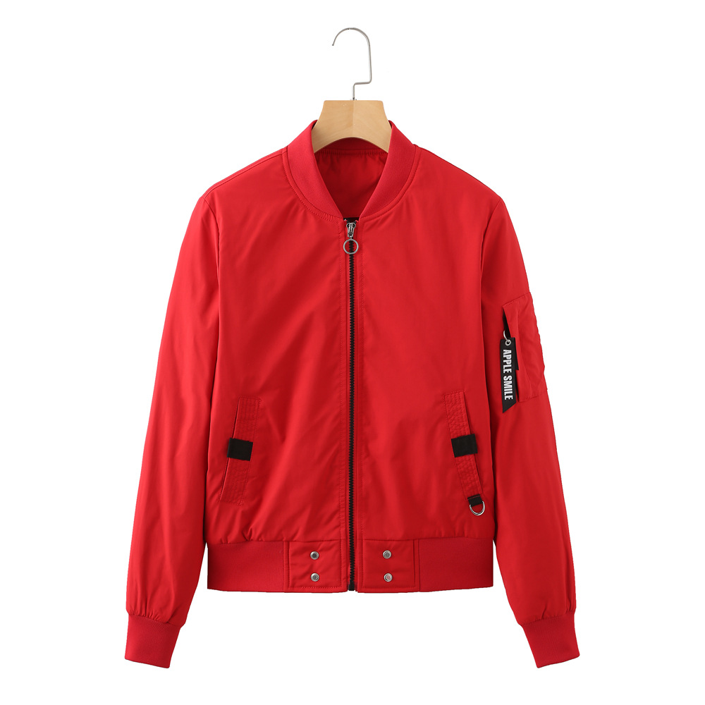 full zipper simple design women casual bomber jacket light cotton quilted outer coat