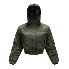 pure color women cropped bubble coat cotton padded winter puffer jacket