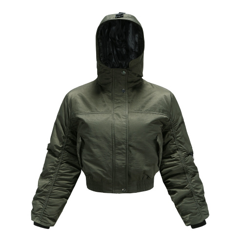 pure color women cropped bubble coat cotton padded winter puffer jacket