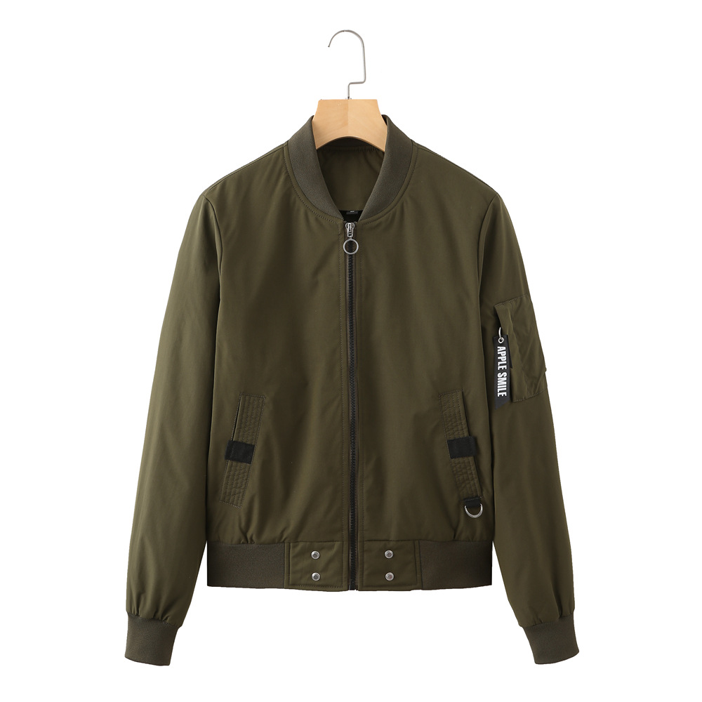full zipper simple design women casual bomber jacket light cotton quilted outer coat