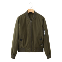 full zipper simple design women casual bomber jacket light cotton quilted outer coat