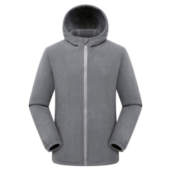autumn winter hooded microfiber polar fleece jacket outdoor insulated warm fleece coat