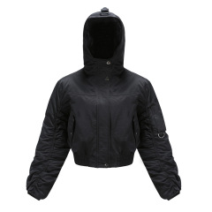 pure color women cropped bubble coat cotton padded winter puffer jacket