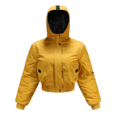 fashion cropped women bubble coat hooded cotton padded puffer jacket