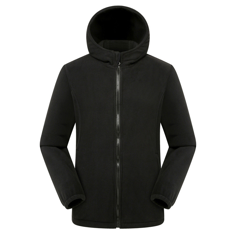 autumn winter hooded microfiber polar fleece jacket outdoor insulated warm fleece coat