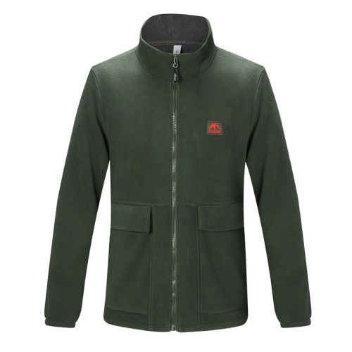 big pocket stand collar full zipper polar fleece mens jacket autumn winter outer fleece coat