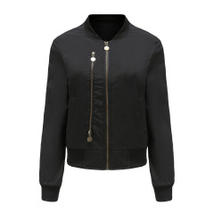 zipper decoration women light cotton padded bomber jacket autumn winter outdoor wear