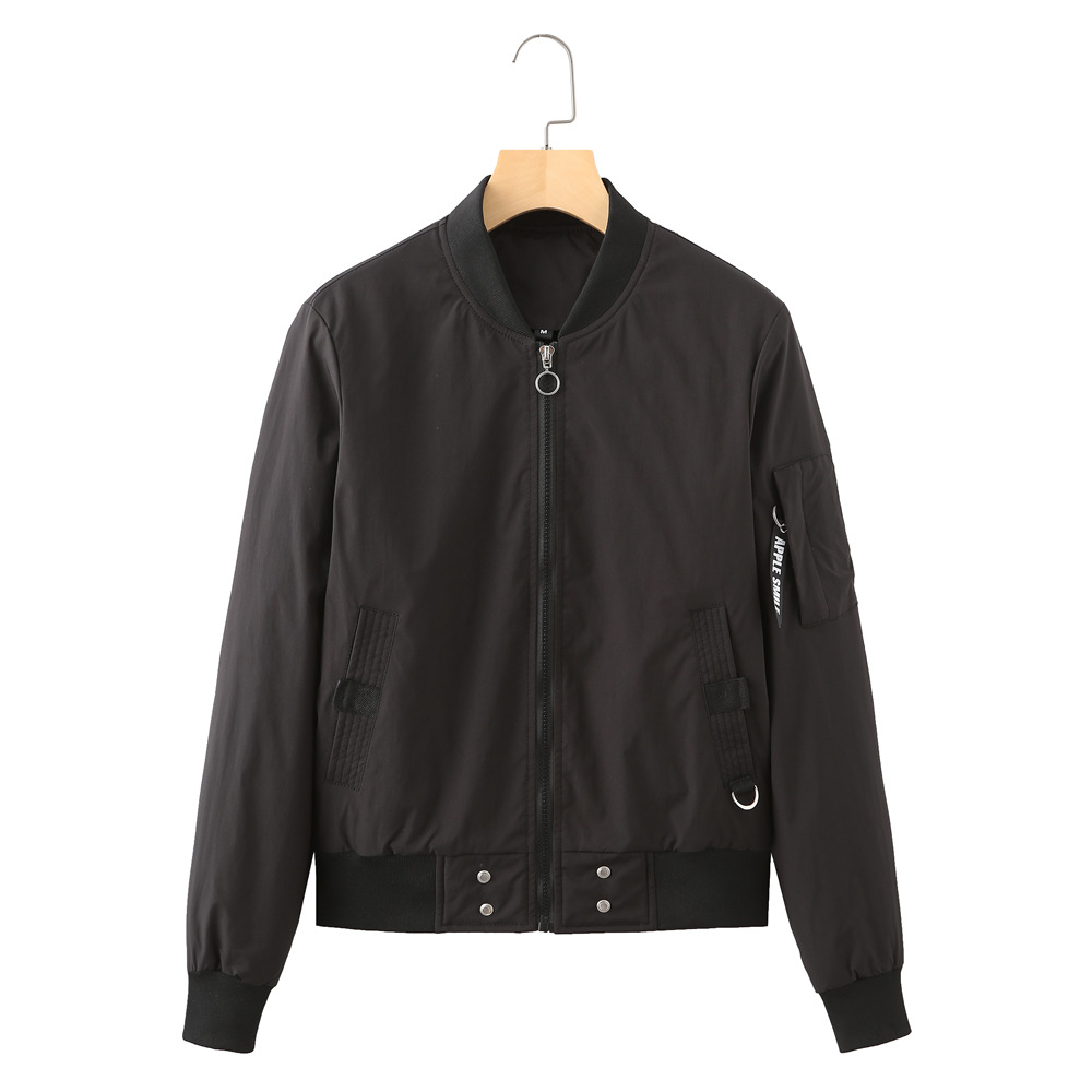 full zipper simple design women casual bomber jacket light cotton quilted outer coat