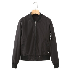 full zipper simple design women casual bomber jacket light cotton quilted outer coat
