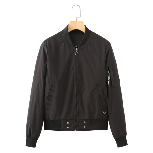 full zipper simple design women casual bomber jacket light cotton quilted outer coat