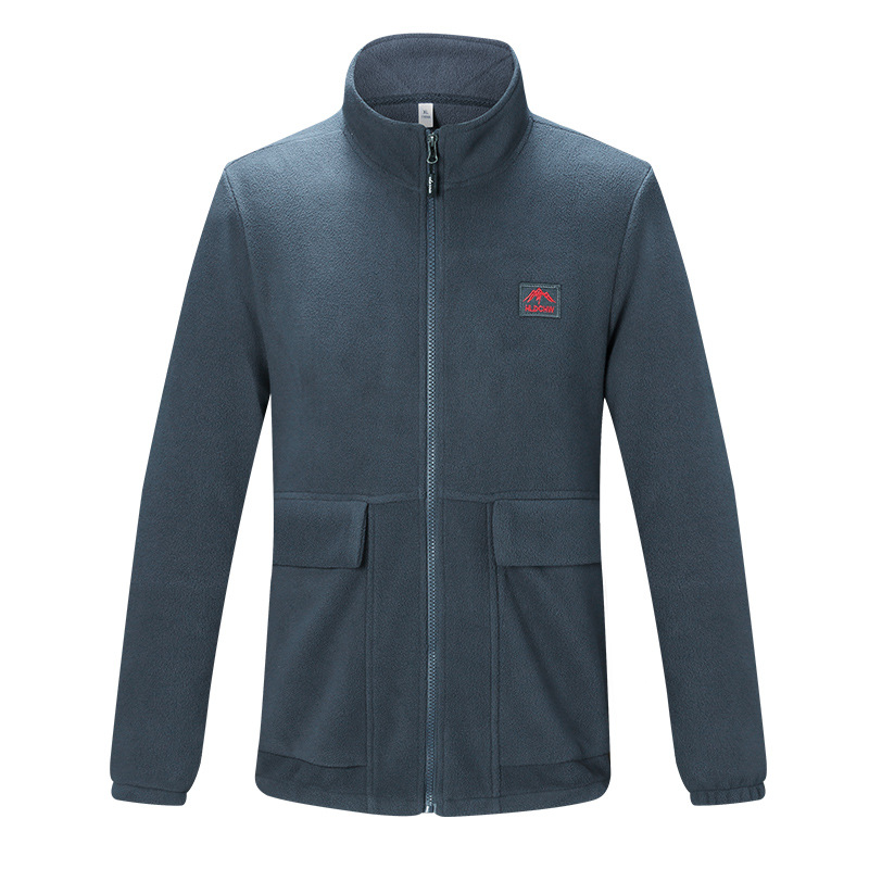 big pocket stand collar full zipper polar fleece mens jacket autumn winter outer fleece coat