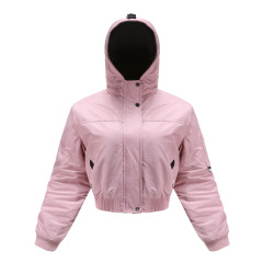fashion cropped women bubble coat hooded cotton padded puffer jacket