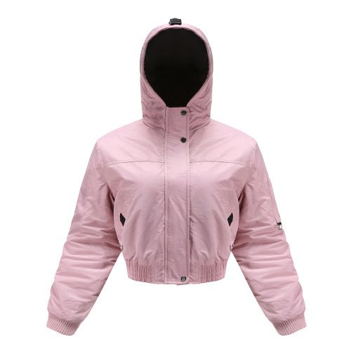 fashion cropped women bubble coat hooded cotton padded puffer jacket