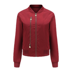 zipper decoration women light cotton padded bomber jacket autumn winter outdoor wear