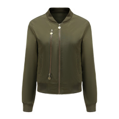 zipper decoration women light cotton padded bomber jacket autumn winter outdoor wear