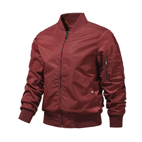 nylon polish men autumn bomber jacket full zipper up simple pilot flying jacket