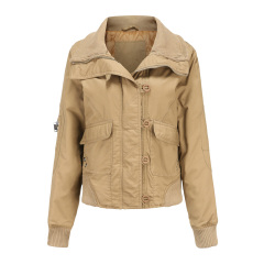 cotton fabric quilted lining women washing puffer jacket big pocket woman fashion coat