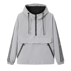 half zipper hooded mens anorak jacket younger teenager sport casual autumn spring light jacket windbreaker