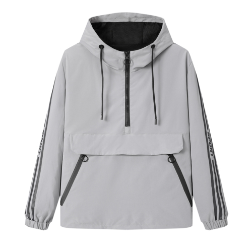 half zipper hooded mens anorak jacket younger teenager sport casual autumn spring light jacket windbreaker