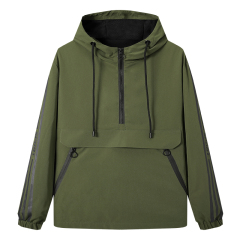 half zipper hooded mens anorak jacket younger teenager sport casual autumn spring light jacket windbreaker