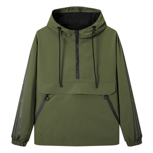 half zipper hooded mens anorak jacket younger teenager sport casual autumn spring light jacket windbreaker