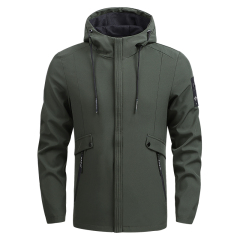 solid color mens hooded spring jacket casual sport autumn windbreaker