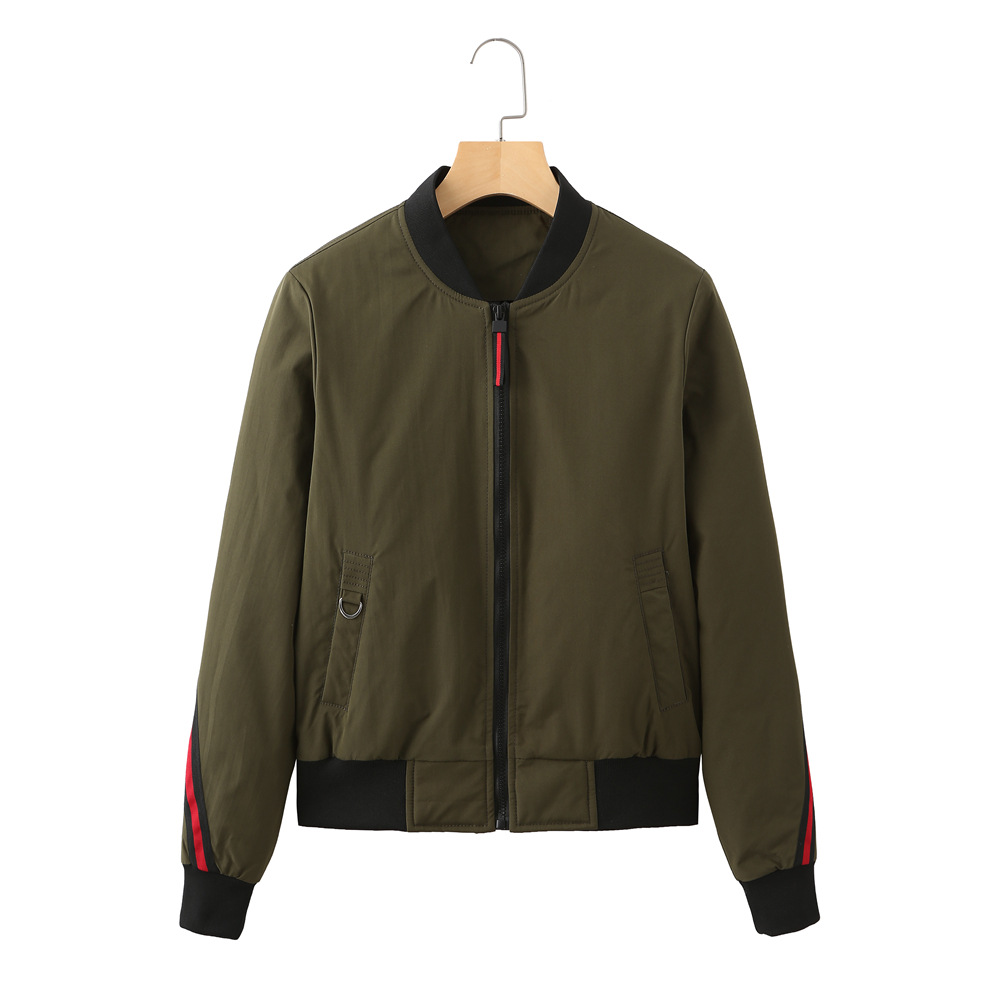 strip cotton quilted women autumn winter bomber jacket short lenght woman puffer jacket