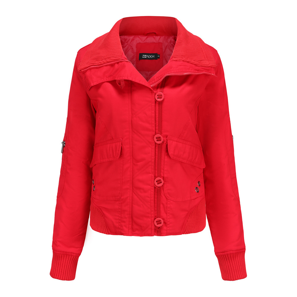 cotton fabric quilted lining women washing puffer jacket big pocket woman fashion coat
