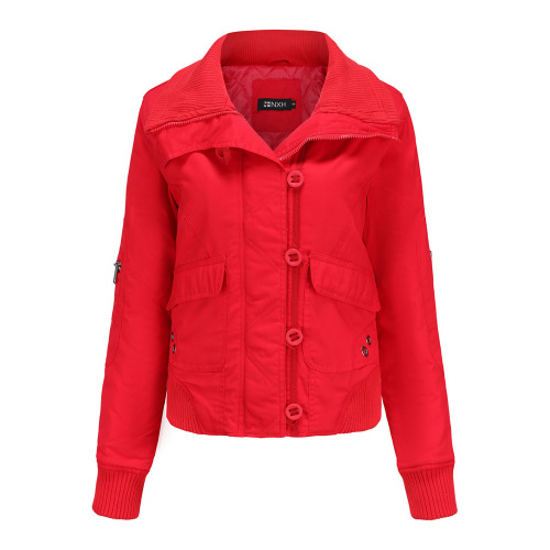 cotton fabric quilted lining women washing puffer jacket big pocket woman fashion coat